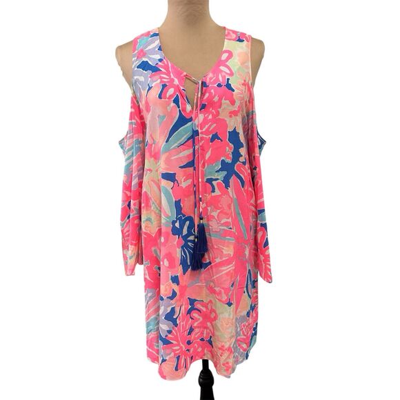 Lily Pulitzer Benicia In Playa Hermosa Tunic Dress Cold Shoulder Size S Resort - Picture 1 of 12